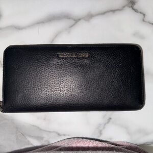 Michael Kors Black Leather Zip-Around Wallet